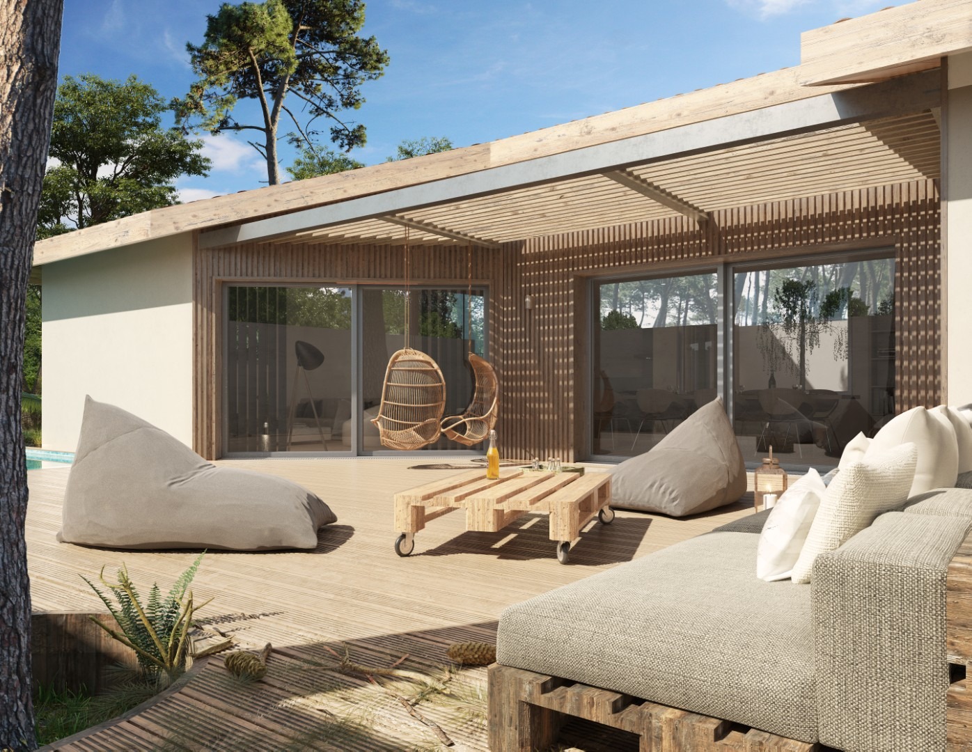 Construction maison Vieux-Boucau : Villa bois RE2020 de 105 m² - Maison Landes Habitat Maison Castets