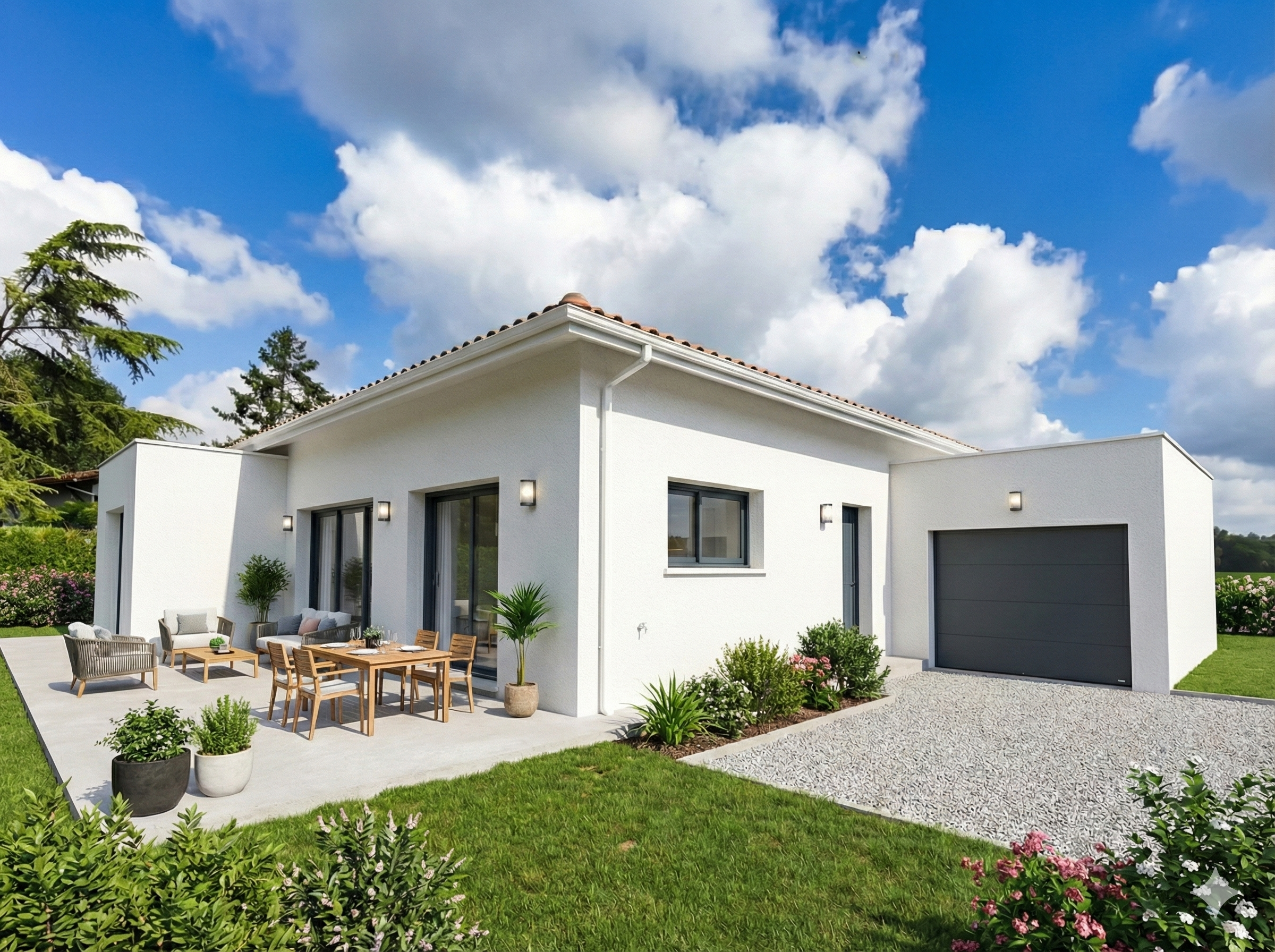 Réalisation Maison Neuve Saint-Geours-de-Maremne – Extérieur Jardin Maison neuve Saint-Geours-de-Maremne : Réalisation Landes Habitat