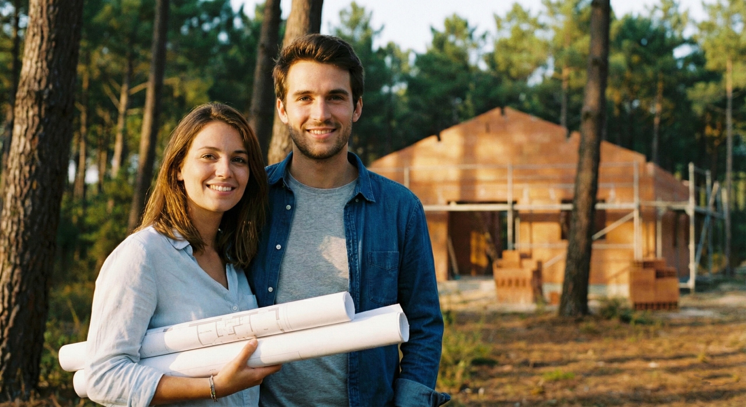 Garantie de livraison SMABTP : Sécurisez votre maison - Maison Landes Habitat Couple serein consultant un plan de maison avec la garantie de livraison smabtp