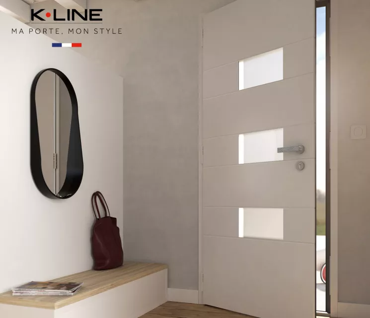 Landes Habitat intègre la Gamme de Portes d'Entrée K•LINE 2025 - Maison Landes Habitat Porte d'entrée aluminium KLINE 2025 monobloc haute isolation RE2020 pour maison Landes Habitat